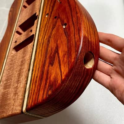 9-Piece Handcrafted Guitar Body Ash & Mahogany Satin Natural Wood Grain image 5