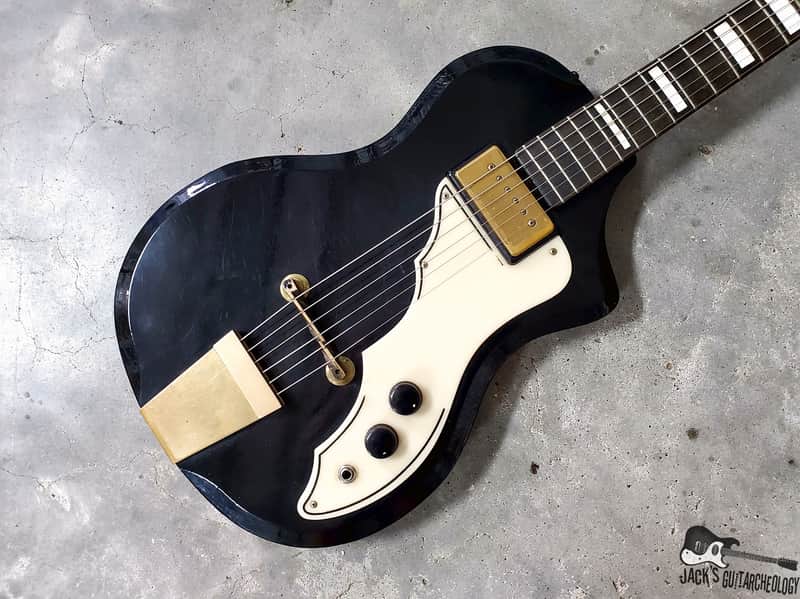 RARE Silvertone / Supro / Valco Artist Rhythm Tone "Art Deco" Electric Guitar (1958, Black & Gold) image 1