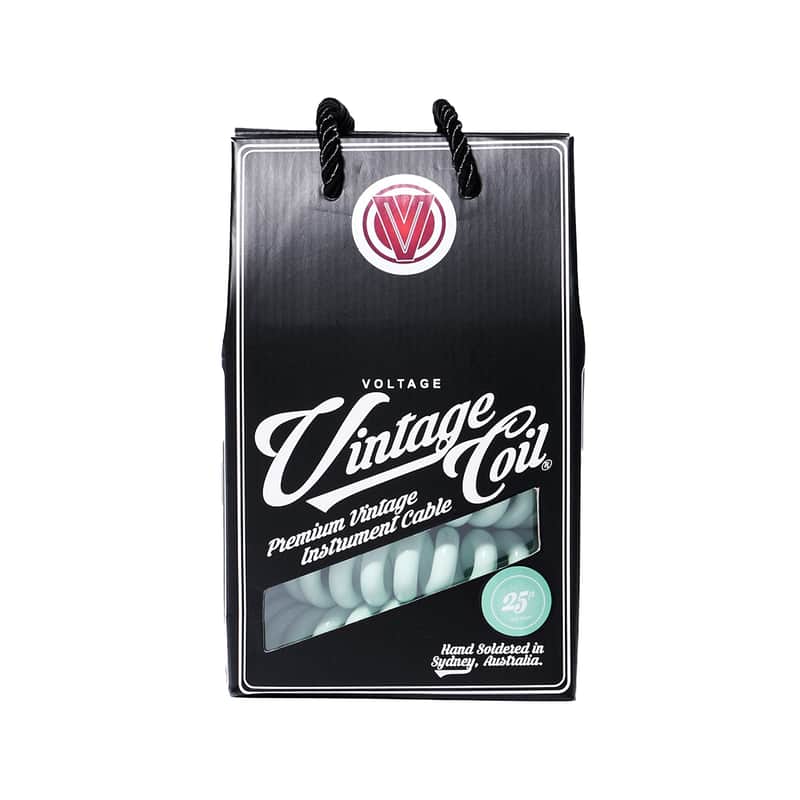 Voltage Vintage Coil Surf Green 25' Instrument Cable w/ISO-COAT Straight - Right Angle image 1