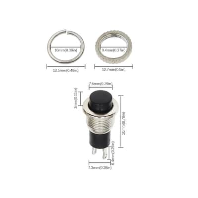 Guitar KillSwitch Cutoff BLACK Momentary Push Button 10MM Flush Mount 4.1mm with 14" 22Ga S/wire Kit image 5