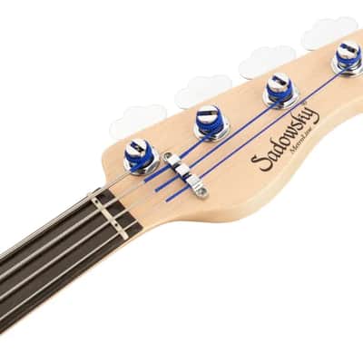 Sadowsky MetroLine 21-Fret Vintage P/J Bass-Swamp Ash Body-4 String-Nirvana Black Transparent Satin-Fretless image 7