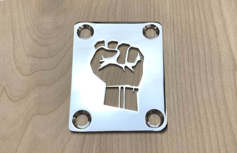 Fist Neck Plate For Bolt On Neck Guitar or Bass - Chrome Finish image 1