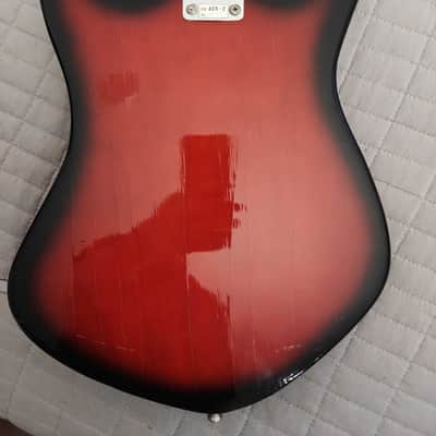 Teisco Norma EG 405-2  1960's - Crimson Red Burst w/GOLD FOIL PUPS/FRETWORK image 4
