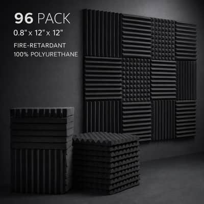 96-Pack Acoustic Foam Panels – 12" x 12" Sound Absorbing Studio Panels image 1