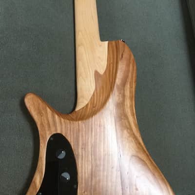 Custom built fretless, carved 5 string bass guitar Fretless 5 string 2020 Natural pure non toxic Tung oil,  8 applications image 5