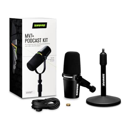 Shure MV7+-K-BNDL Podcast Microphone Bundle USB/XLR W/ LED Touch Panel image 1