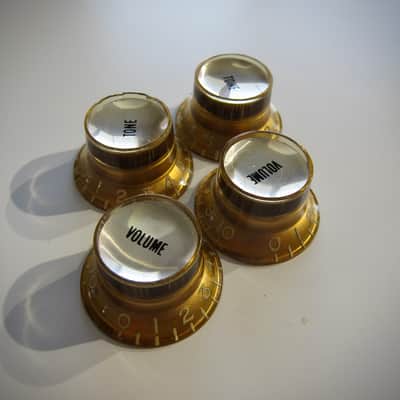 Gibson Control Knobs Set Of (4) Volume & Tone Authentic Vintage Part Circa-1960-Gold Plastic image 3