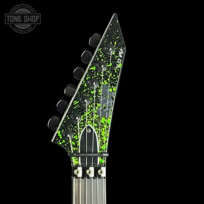ESP USA V-II Alien Blood Splatter NTB Floyd Rose Black Hardware Fishman Fluence w/Case image 6