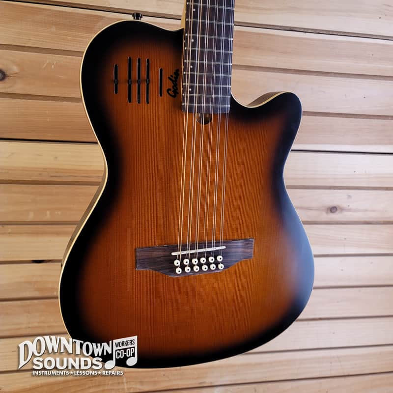 1999 Godin A12 12-String Acoustic/Electric Guitar with Godin Hard Case - Sunburst, 6lbs 6oz image 1