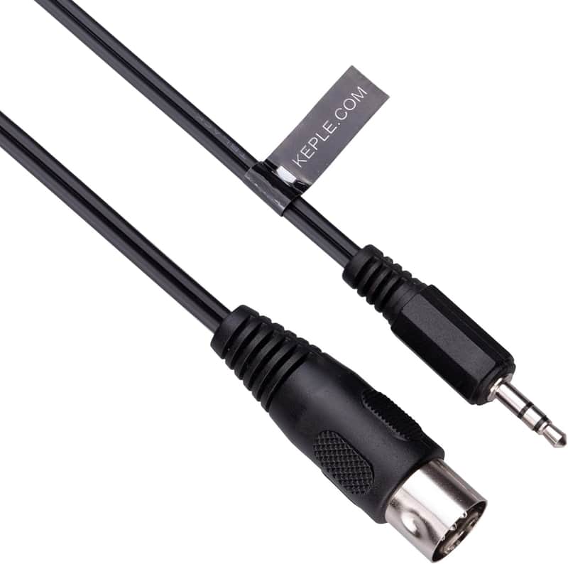 5-DIN MIDI to 3.5mm AUX TRS jack Audio Cable, 5 pin to 3.5mm Stereo Plug compatible with Smartphones, PC notebooks, Amplifiers, HI-FI sound systems, Supports analog sound signal (L/R + mass) 1m image 1