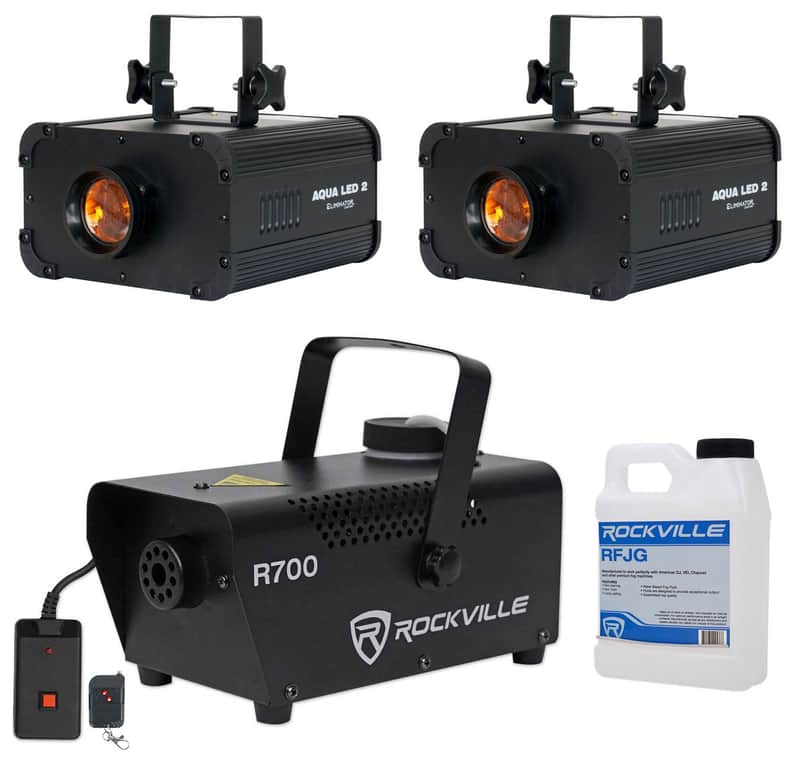 2) American DJ Eliminator Aqua LED 2.0 COB Multicolor Water Effect Lights+Fogger image 1