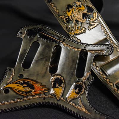 Guitar Leather strap 3.5" Black Crowes this is custom but will show anything can go on a strap image 15