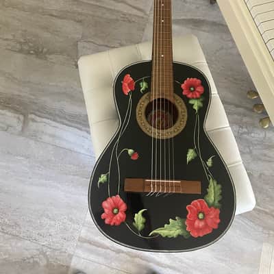 Vintage Classical Guitar mid-1950’s-60’s - Hand Painted Floral Design image 2