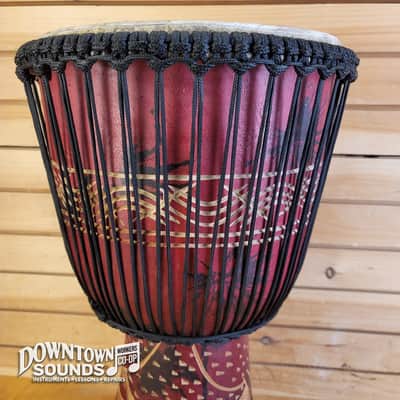 Made in Ghana 12.5” Hand-Made Ghanaian Djembe - All Solid Wood, Traditional Carvings, Rope-Tuned image 5