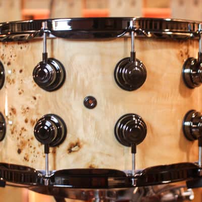 DW 8x14 Collector's Maple VLT Natural Lacquer over Mapa Burl Snare Drum - SO#1409995 image 3