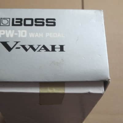 used (less than light average wear) Boss EMPTY Box for PW-10 V-Wah (NO pedal, NO Owner's Manual, NO Oother paperwork) 2000s (specifically July 2004) - LID: thin stiff paper material / GRAPHICS: gray, white & black / Bottom Part: cardboard (mostly white) image 14