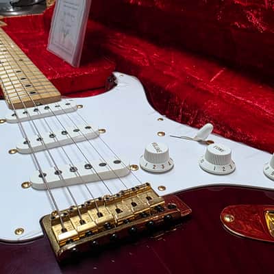 Fender Custom Shop Stratocaster 40th Anniversary Concert Limited Edition 1994 UK Exclusive ARTIST ONLY Eric Clapton Mark Knopfler Rory Gallagher George Harrison Keith Richards etc Ruby Red Ash Body Gold Hardware AAA Flame Neck USA American FSR Guitar image 25