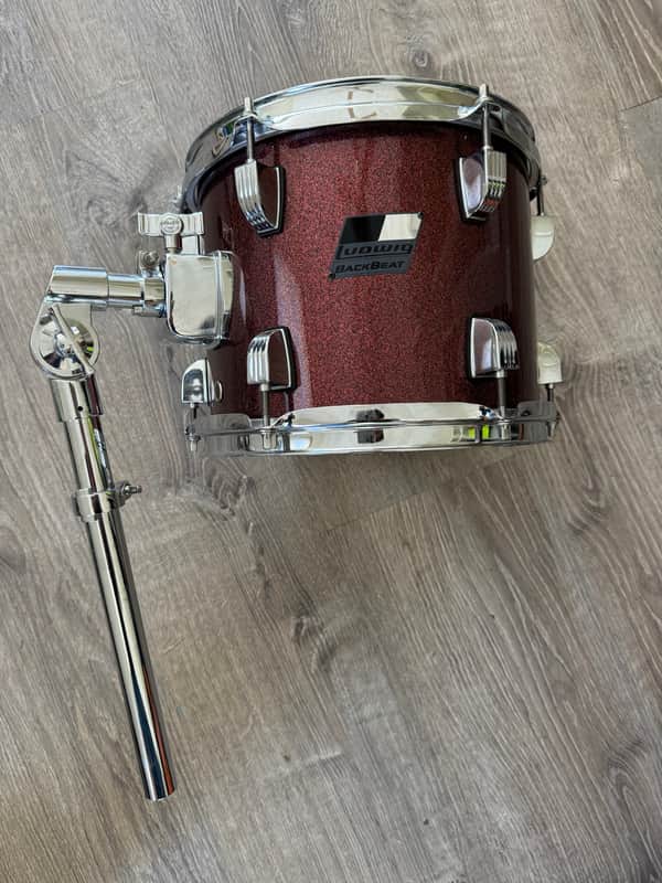 Ludwig Backbeat 12 Inch Tom Drum With Mount For Drum Set Burgundy Sparkle image 1