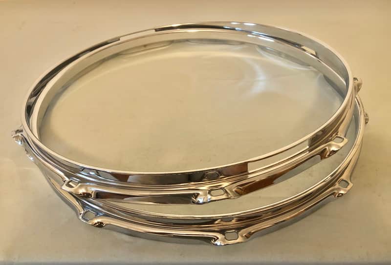 Set of DW Design Series 14” Hoops 10 Hole Snare Drum, Chrome, Workshop, 2.3mm Rims image 1