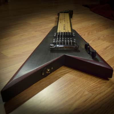 HandMade Lap Steel Guitar - Black / Brown Stain - Red Bevels - Satin Relic Finish - USA Made image 17