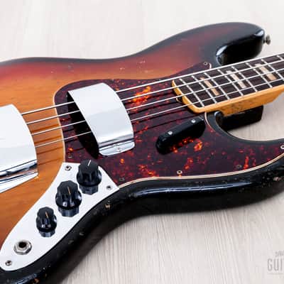 1973 Fender Jazz Bass Sunburst Vintage Electric Bass Guitar, Alder Body w/ Case image 6
