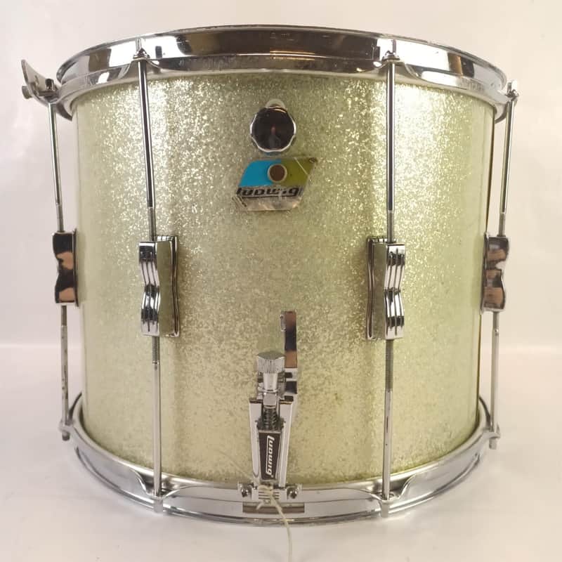 Ludwig 12x15"3Ply Silver Sparkle Marching Snare Drum Vintage70s Maple Blue/Olive image 1