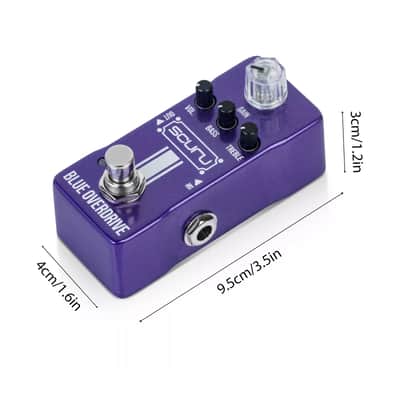 SCURU Blue Overdrive Guitar/Bass Effect Pedal GAIN/VOL/BASS/TREBLE Powerful EQ Made By Caline image 9