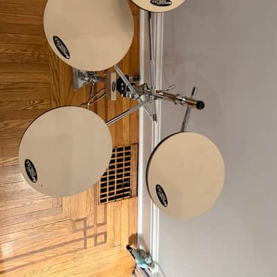MINT: DW DWCPPADTS5 Go Anywhere 5pc Practice Pad Drum Set with Stand 2010s - Chrome/Black/White image 3