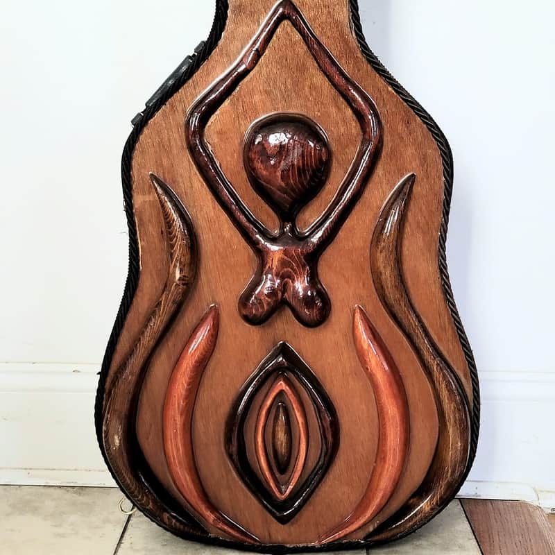 Custom Carved Guitar Hard Shell Case Abstract Female image 1