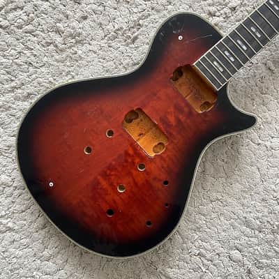 Red Burst Single Cut Guitar Body, Rosewood Fingerboard Neck DIY Project image 1