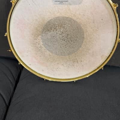 Ludwig LW0414CP Carl Palmer "Venus" Signature 3.7x14" Brass Piccolo Snare Drum 2010s - Green Lacquer over Brass image 2
