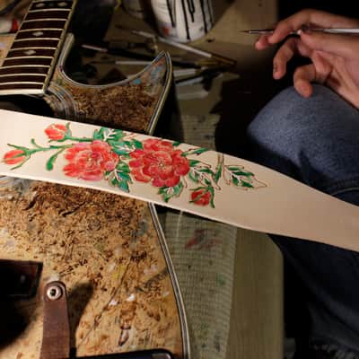 burnyblack custom guitar bass strap leather - rose brown image 5