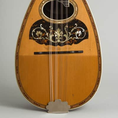 Stahl Style 6 Bowl Back Mandolin, made by Larson Brothers, c. 1910, original brown leather covered hard shell case. image 3