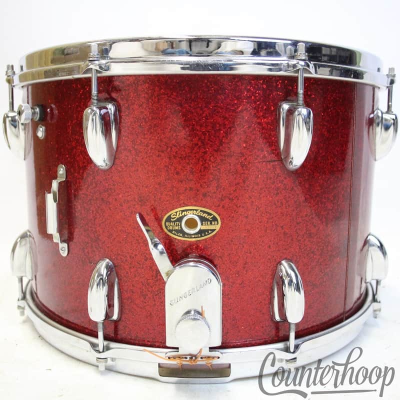 Slingerland 15x10"Snare Drum Red Sparkle COB Brass Vintage 60s 3Ply Ribbon Maple image 1