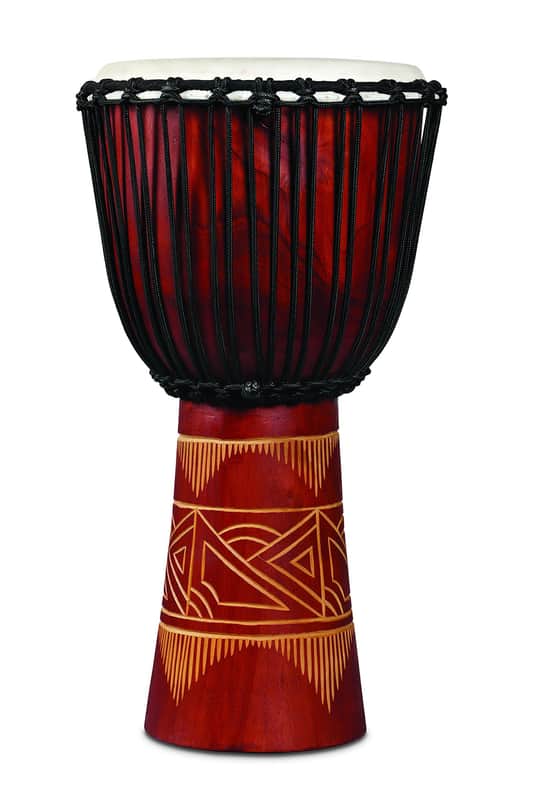 Latin Percussion World Beat Wood Art Large Djembe - Red w/Natural (LP713LR) image 1
