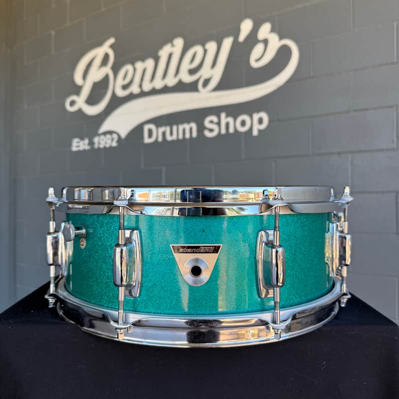 Vintage Ludwig Standard 5x14 Snare Drum in Turquoise Sparkle with S-Hoop Batter (Rm4) image 1