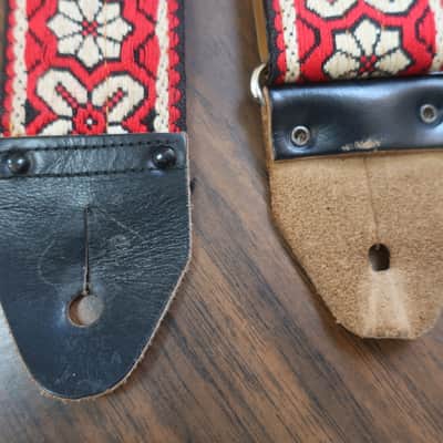Vintage 1960s Ace Red Floral Bohemian Hippie Jimi Hendrix Guitar Strap Red Black Bobby Lee image 6