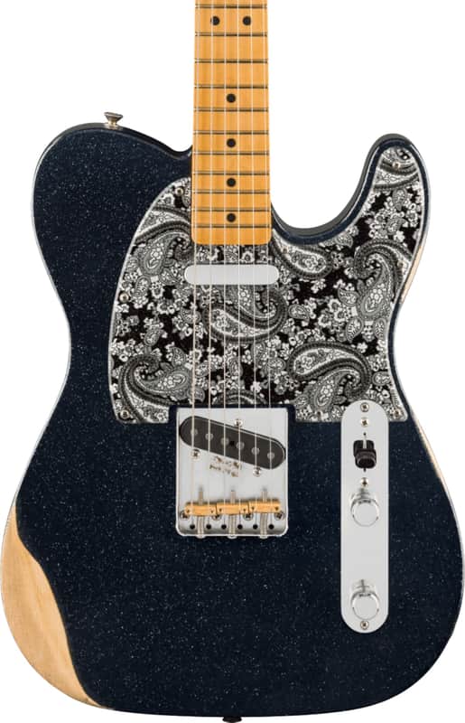 Fender Brad Paisley Signature Road Worn Telecaster Electric Guitar, Maple Fingerboard, Black Sparkle image 1