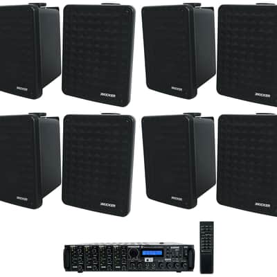 8 Kicker KB6 6.5" Black Indoor/Outdoor Home Theater Speakers+Multi-Zone Receiver image 1