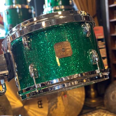 USED 1990's Gretsch USA Custom Square Badge Drum Set in Green Sparkle image 3
