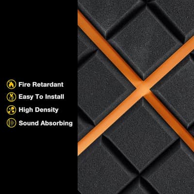 24 PACK - 2" X 12" X 12" Acoustic Foam Panels Beveled 9 Block Tiles Sound Panels Wedges Soundproof image 3