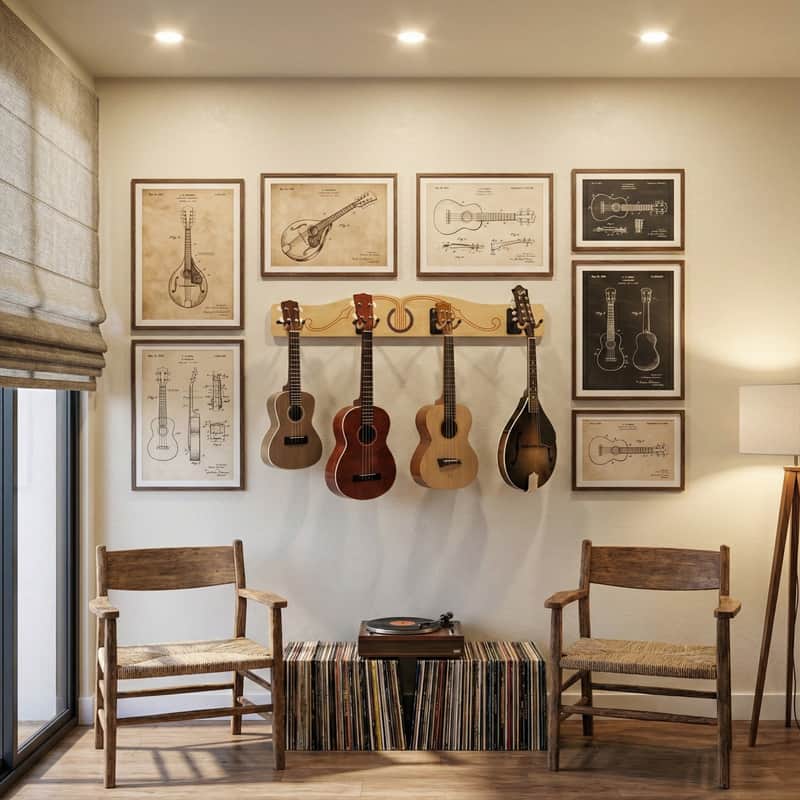 4 Ukulele & Mandolin Wall Rack - The Pro-File­™ | Wall Mounted Multi Hanger | Made in U.S.A. image 1