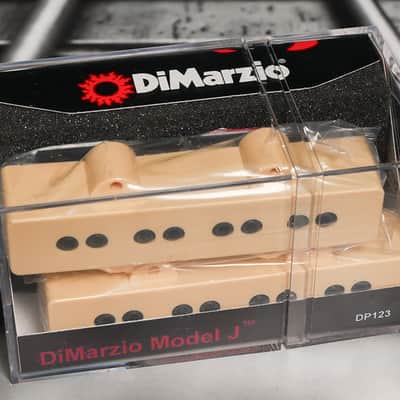 DiMarzio DP123CR Model J Neck & Bridge Set - Cream / Black Pole Pieces image 1
