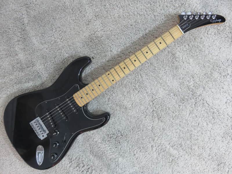Epiphone By Gibson Stratocaster Electric Guitar Solid Rocker Black Maple image 1