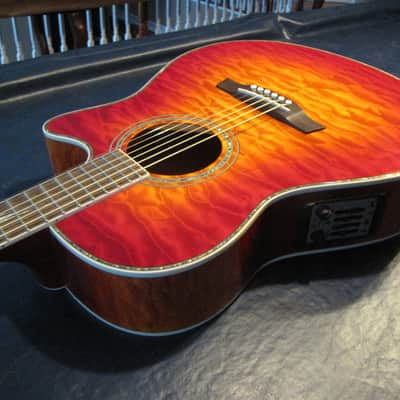 2005 Ibanez AEF 100 Acoustic Electric Guitar Antique Cherry Burst image 5