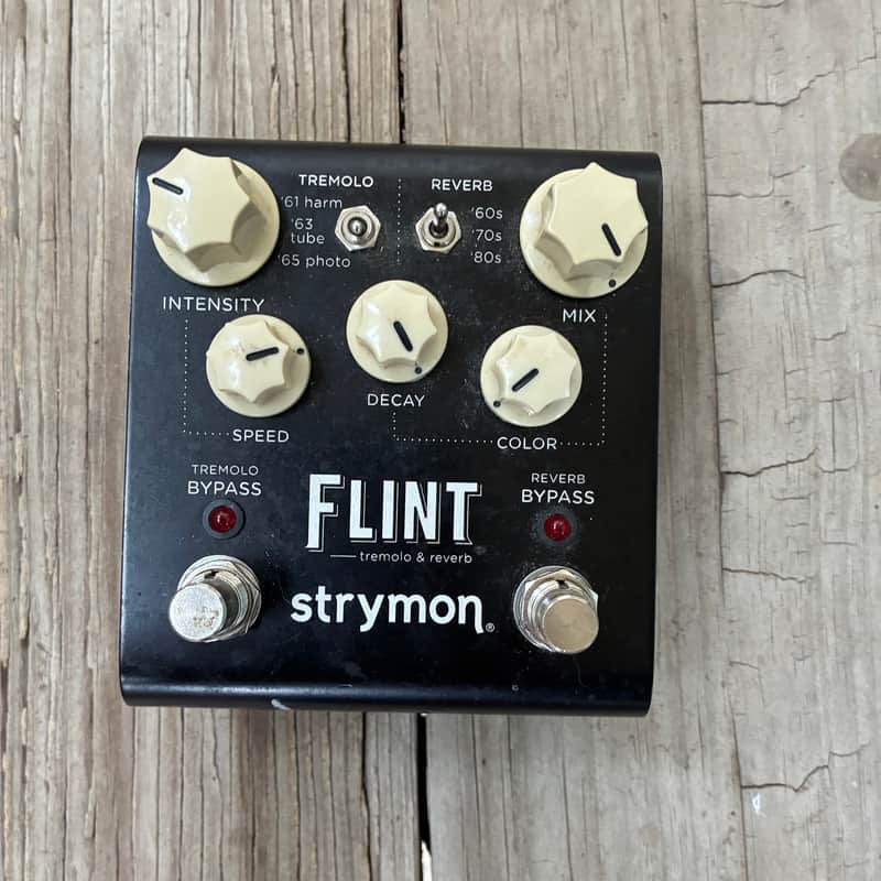 Strymon Flint Reverb and Tremolo V1 2012 - 2022 - Black with White Knobs electric guitar two and one dual effect pedal image 1