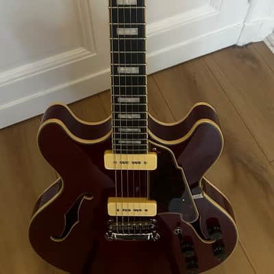 D'Angelico Premier DC Boardwalk P90 2020 Trans Cherry with original DAngelico Deluxe DC Case image 4