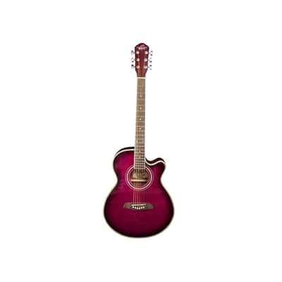 Oscar Schmidt 6 String Cutaway Folk Acoustic-Electric Guitar, Flame Trans Purple (OG10CEFTPB-A-U) image 1