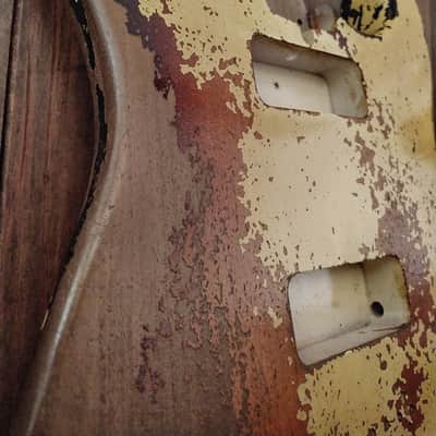 #202624 :: Baldman's Strat / Charvel P90 modern body in Heavy Relic Dirty Olympic White over Sunburst image 5