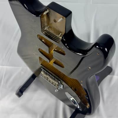 Unbranded Strat Style Electric Guitar Body - Grey / Green Flame Maple image 9
